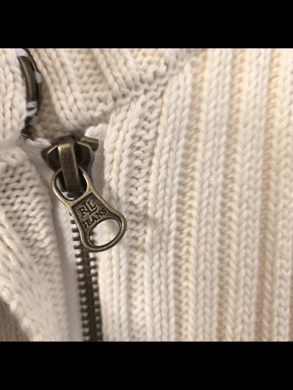 NWT Ralph Lauren Ivory Cream Ribbed Zip-Front Cardigan Jacket Size XL - Picture 5 of 6
